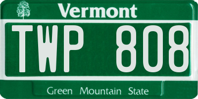 VT license plate TWP808