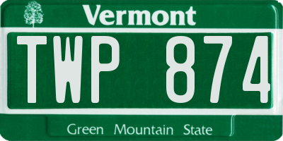 VT license plate TWP874