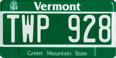 VT license plate TWP928