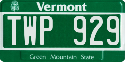 VT license plate TWP929