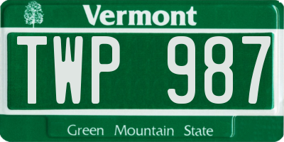 VT license plate TWP987