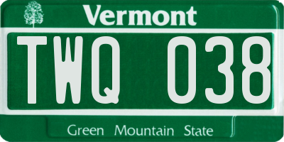 VT license plate TWQ038