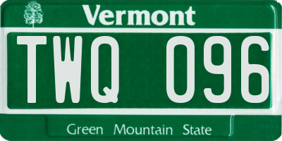 VT license plate TWQ096
