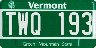 VT license plate TWQ193