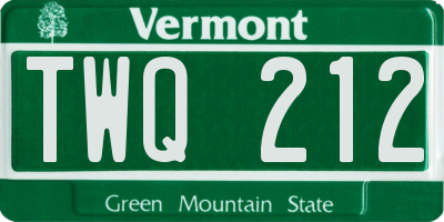 VT license plate TWQ212