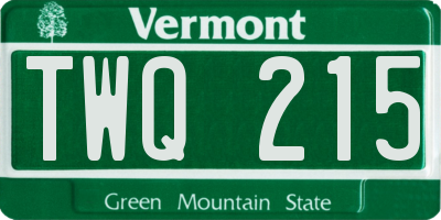 VT license plate TWQ215
