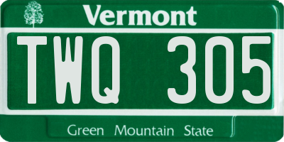 VT license plate TWQ305