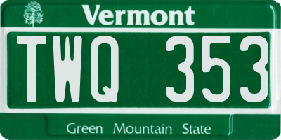 VT license plate TWQ353