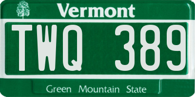 VT license plate TWQ389