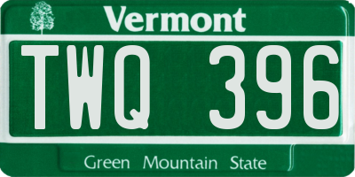 VT license plate TWQ396