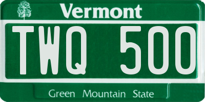 VT license plate TWQ500
