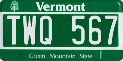 VT license plate TWQ567