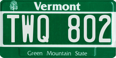 VT license plate TWQ802