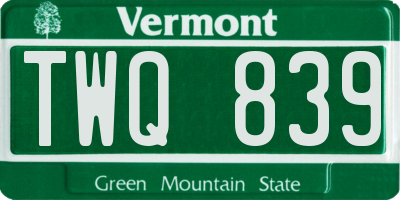 VT license plate TWQ839