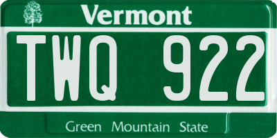VT license plate TWQ922