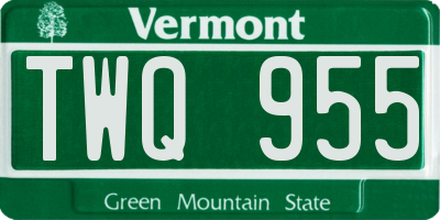 VT license plate TWQ955