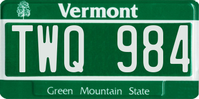 VT license plate TWQ984