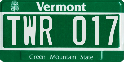 VT license plate TWR017