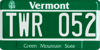 VT license plate TWR052