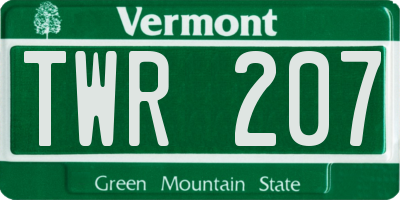 VT license plate TWR207