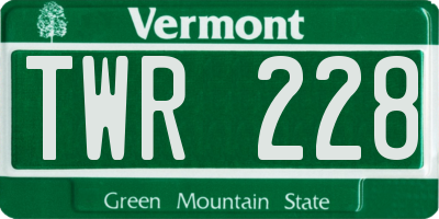 VT license plate TWR228