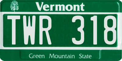 VT license plate TWR318
