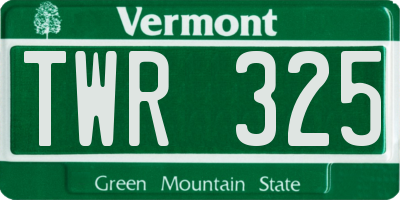 VT license plate TWR325