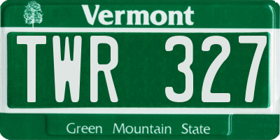 VT license plate TWR327