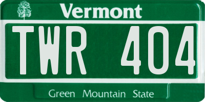 VT license plate TWR404