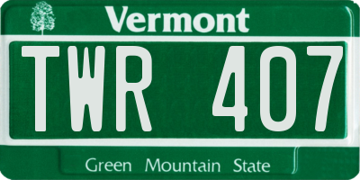 VT license plate TWR407