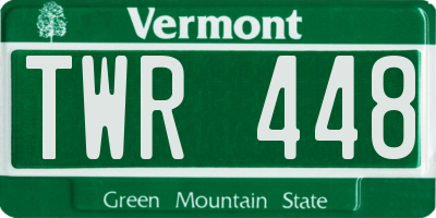 VT license plate TWR448