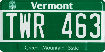 VT license plate TWR463