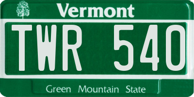 VT license plate TWR540
