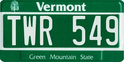 VT license plate TWR549