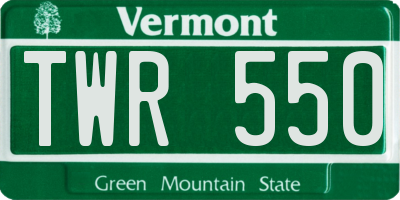 VT license plate TWR550