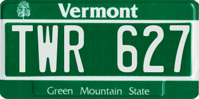 VT license plate TWR627