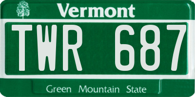 VT license plate TWR687