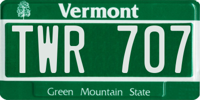 VT license plate TWR707