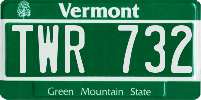 VT license plate TWR732
