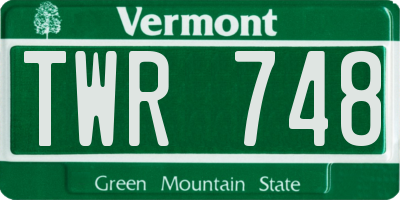 VT license plate TWR748