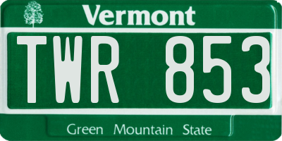 VT license plate TWR853
