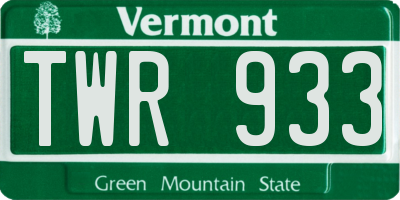 VT license plate TWR933
