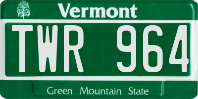 VT license plate TWR964