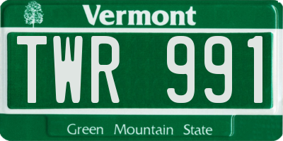 VT license plate TWR991