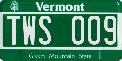 VT license plate TWS009