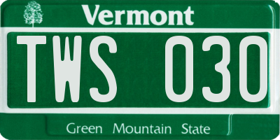 VT license plate TWS030