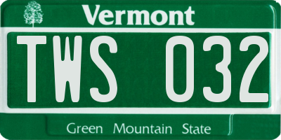 VT license plate TWS032