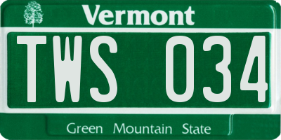 VT license plate TWS034