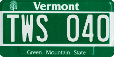 VT license plate TWS040