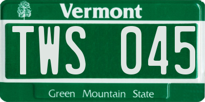 VT license plate TWS045